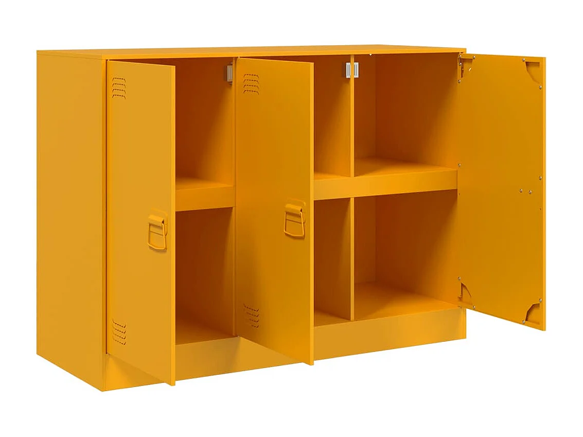 Credenza buffet cassettiera mobile contenitore organizer cucina soggiorno soggiorno giallo senape 99 x 39 x 73 cm acciaio Giallo 02_0035712