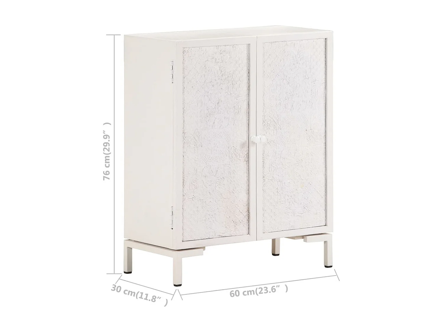 Aparador buffet cómoda armario mueble organizador cocina salón salón 60 x 30 x 76 cm madera maciza de mango blanco 02_0029604