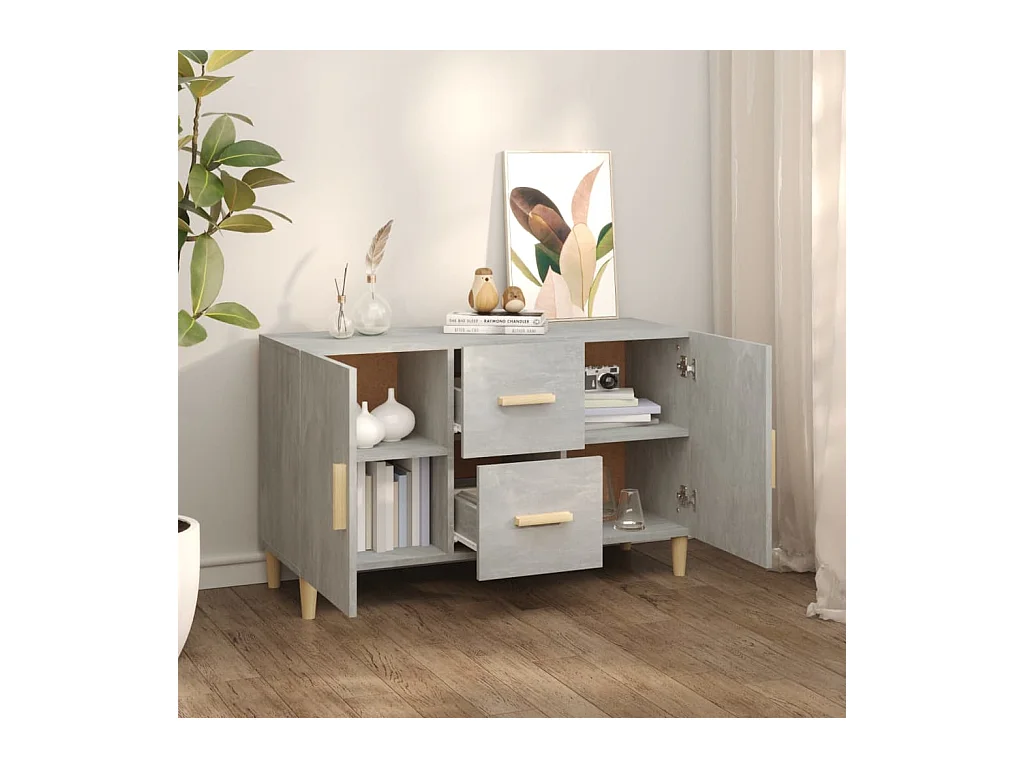 Credenza buffet cassettiera mobile contenitore organizer cucina soggiorno soggiorno 100 x 36 x 60 cm derivati ​​del legno grigio 02_0031827
