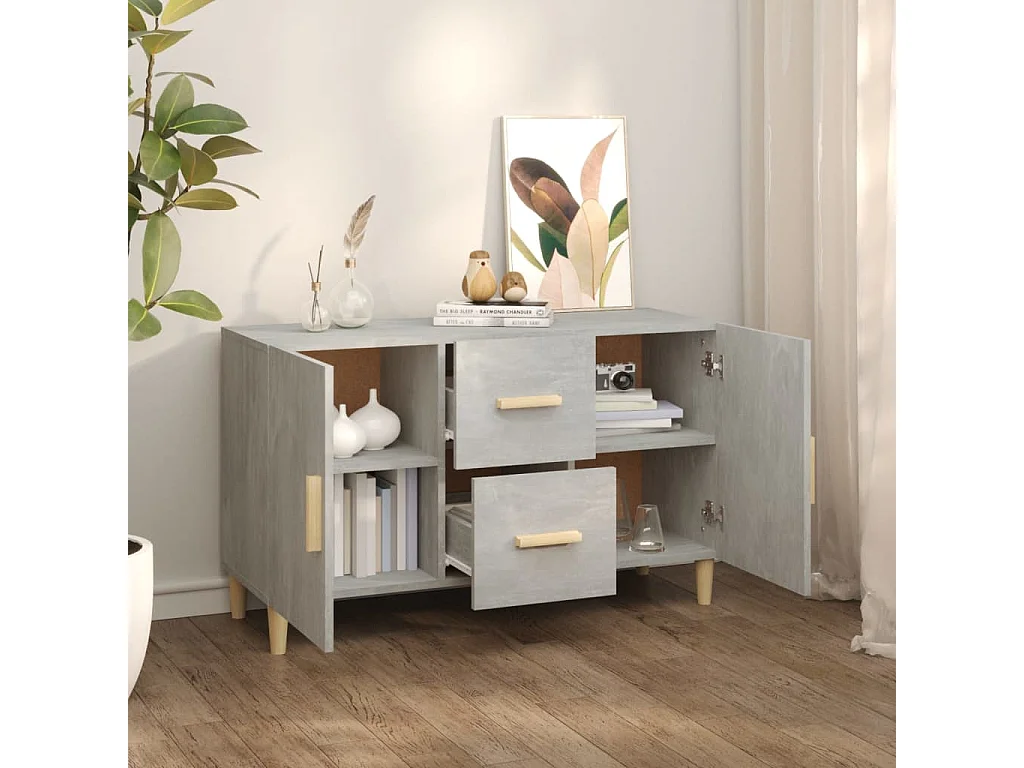 Credenza buffet cassettiera mobile contenitore organizer cucina soggiorno soggiorno 100 x 36 x 60 cm derivati ​​del legno grigio 02_0031827