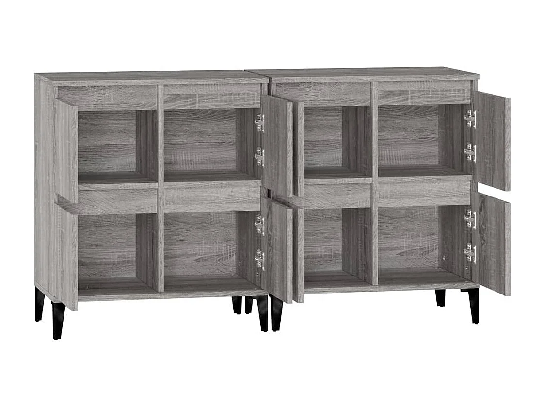 Credenza buffet cassettiera mobile contenitore organizer cucina soggiorno soggiorni set da 2 sonoma 60 x 35 x 70 cm pannelli compositi grigio 02_0036965