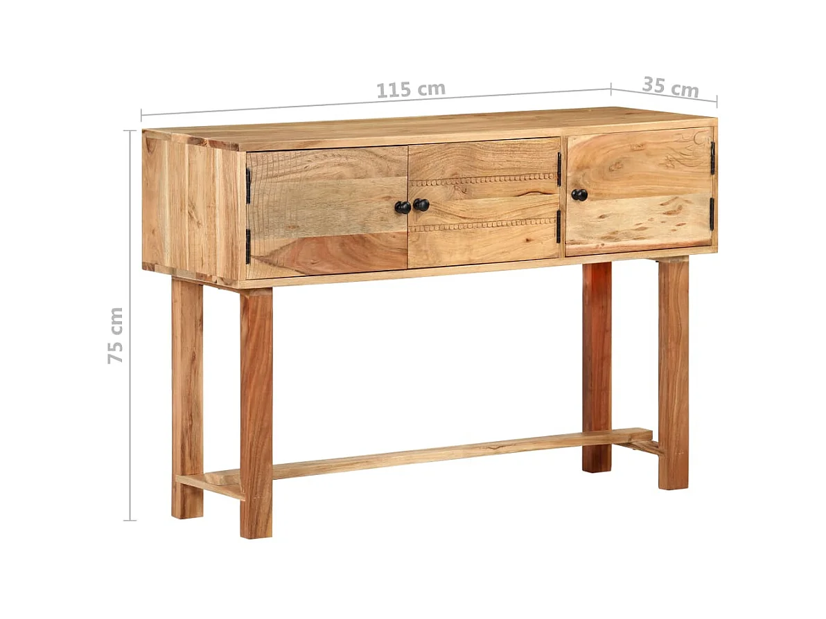 Aparador buffet cômoda armário organizador cozinha sala sala 115 x 35 x 75 cm madeira de acácia maciça marrom 02_0029527