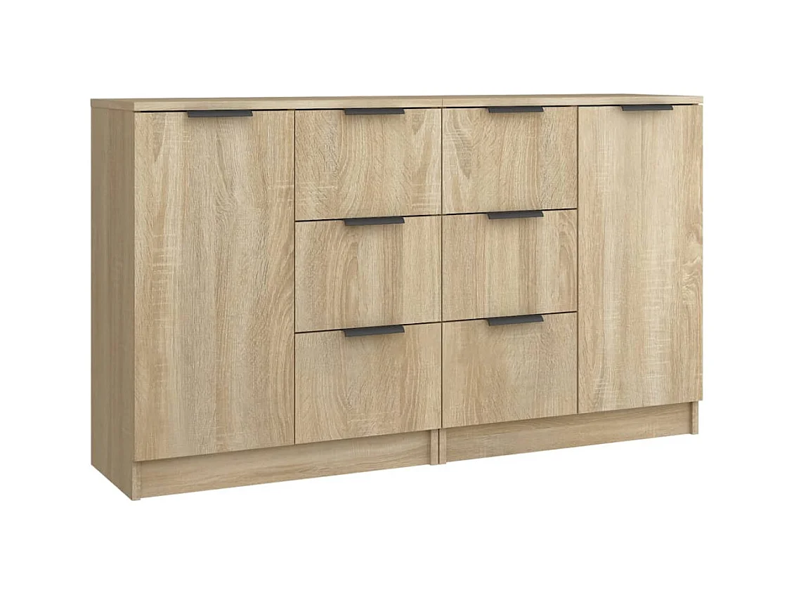 Credenza buffet cassettiera mobile contenitore organizer cucina soggiorno soggiorni set da 2 sonoma 60 x 30 x 70 cm legno composito marrone 02_0036810