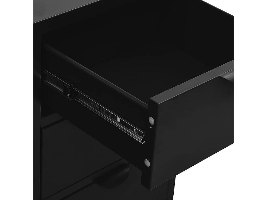 Credenza buffet cassettiera mobile contenitore organizer cucina soggiorno soggiorno 75 x 35 x 70 cm acciaio e vetro temperato nero 02_0036122