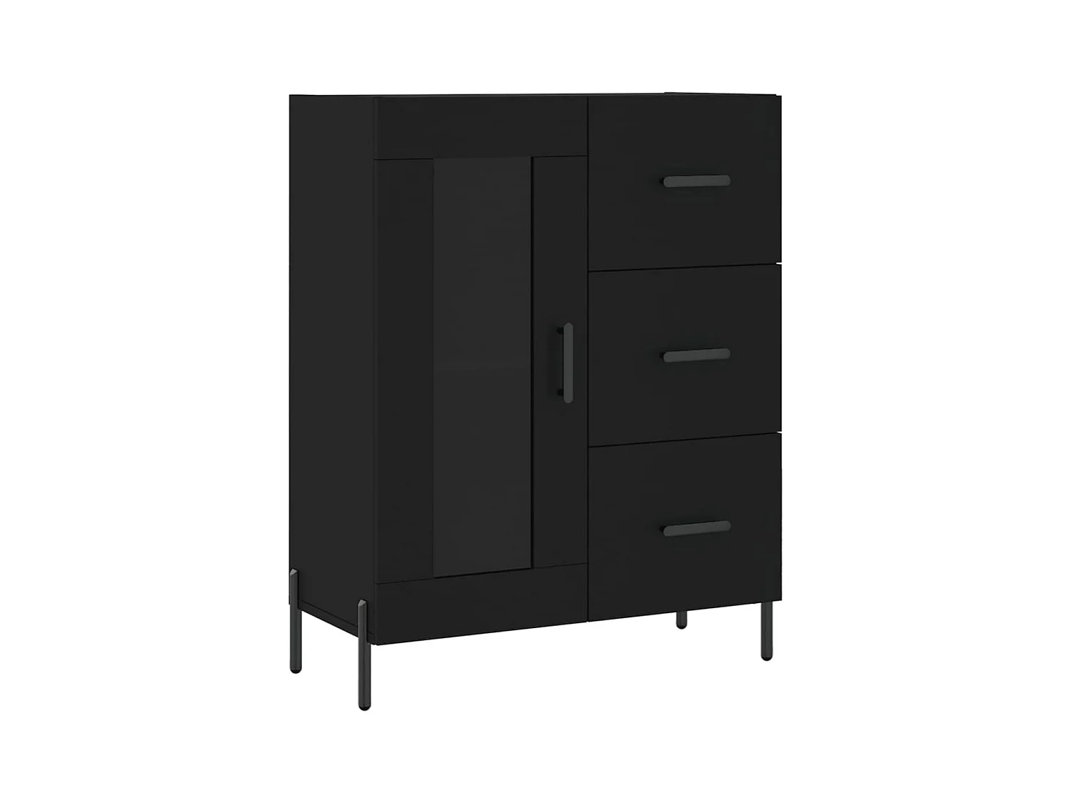 Aparador cómoda cómoda armario mueble organizador cocina salón salón alto 69,5 x 34 x 180 cm madera contrachapada negra 02_0035099
