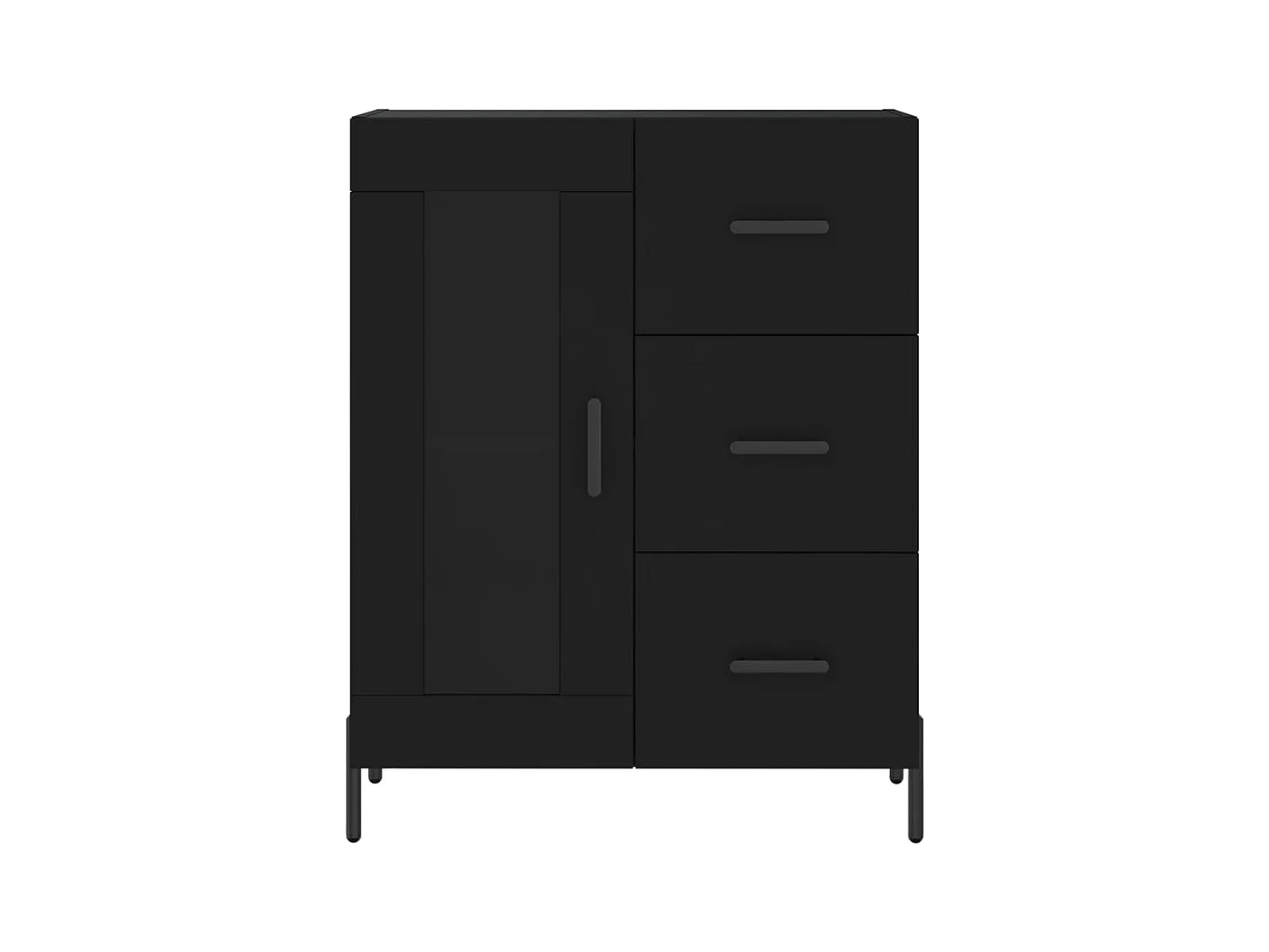 Aparador cómoda cómoda armario mueble organizador cocina salón salón alto 69,5 x 34 x 180 cm madera contrachapada negra 02_0035099