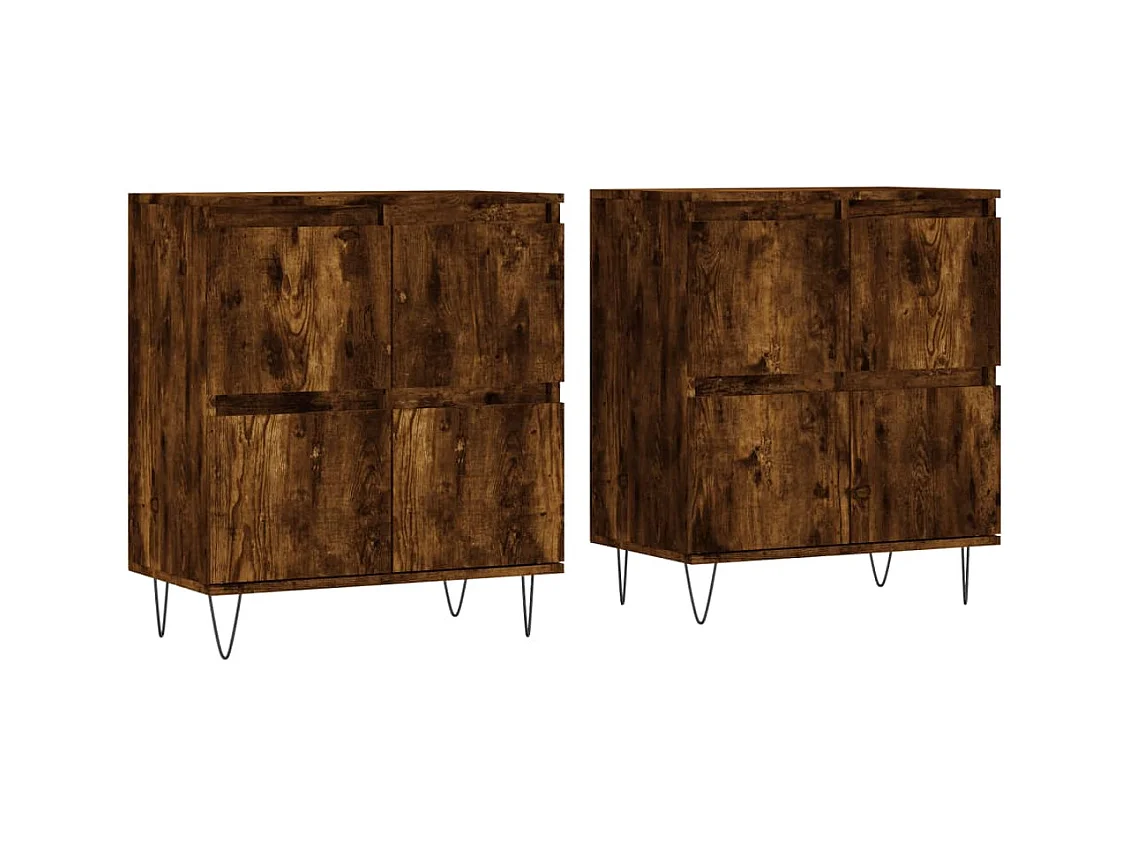 Credenza buffet cassettiera mobile contenitore organizer cucina soggiorno soggiorni set da 2 pannelli in derivati ​​del legno marrone 02_0036760