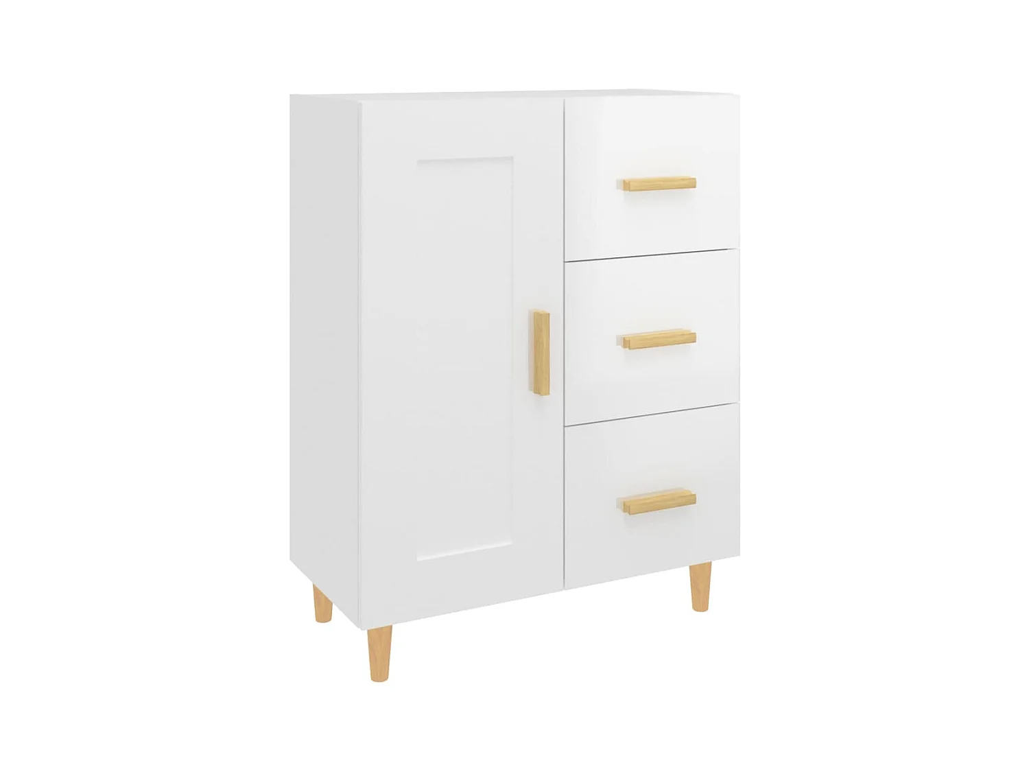 Aparador buffet cómoda mueble almacenaje organizador cocina salón brillante 69,5 x 34 x 90 cm madera contrachapada blanco 02_0030744