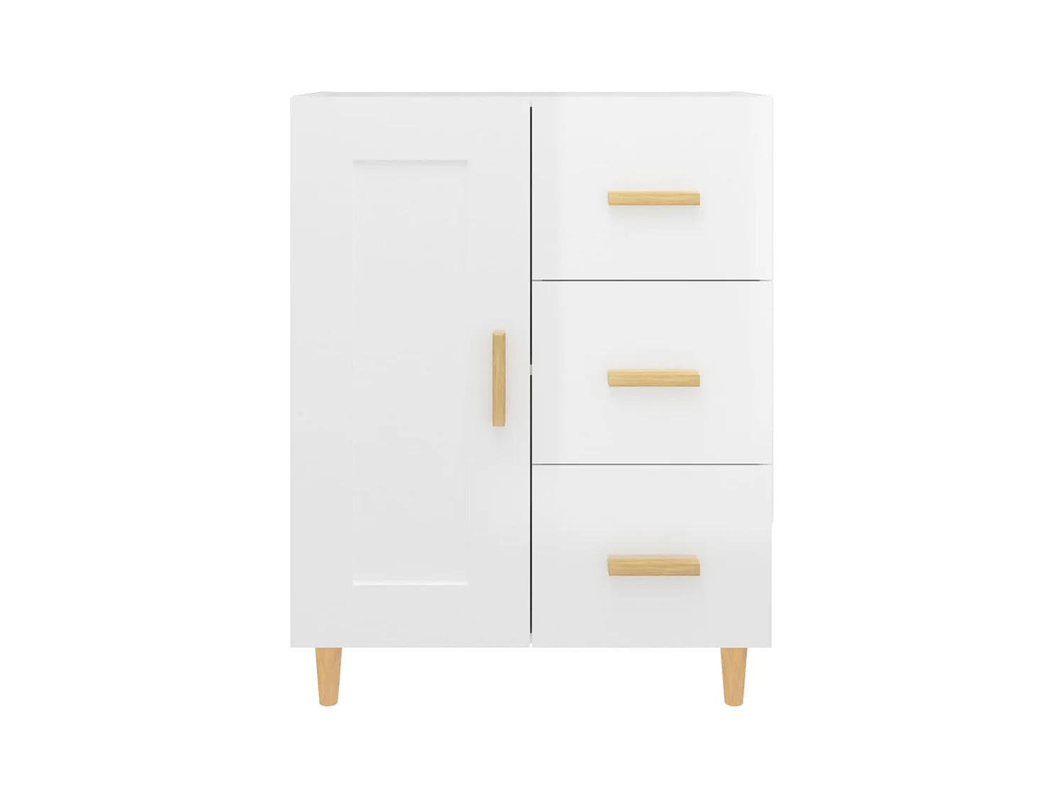 Aparador buffet cómoda mueble almacenaje organizador cocina salón brillante 69,5 x 34 x 90 cm madera contrachapada blanco 02_0030744