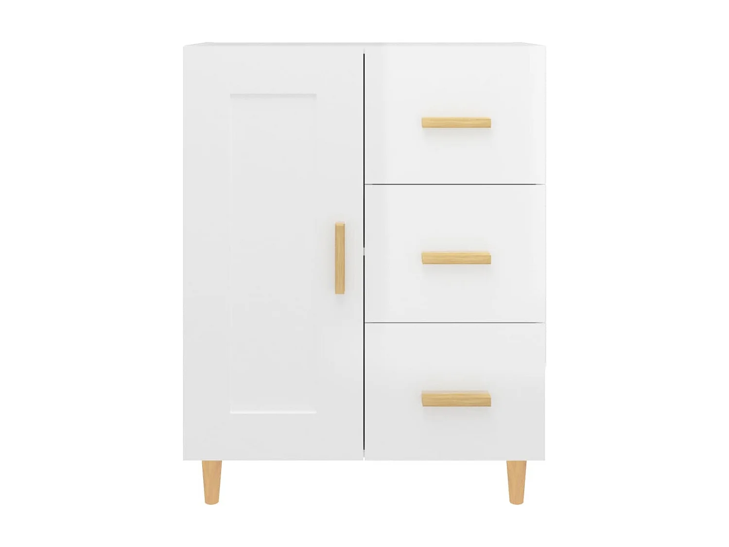 Aparador buffet cómoda mueble almacenaje organizador cocina salón brillante 69,5 x 34 x 90 cm madera contrachapada blanco 02_0030744