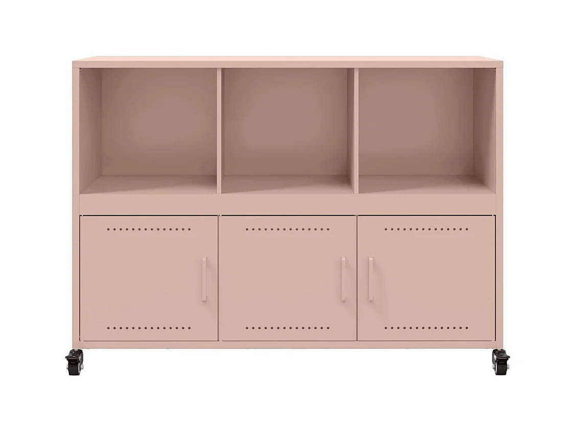 Aparador cómoda cómoda armario mueble organizador cocina salón salón 100,5 x 39 x 72 cm acero rosa 02_0036195