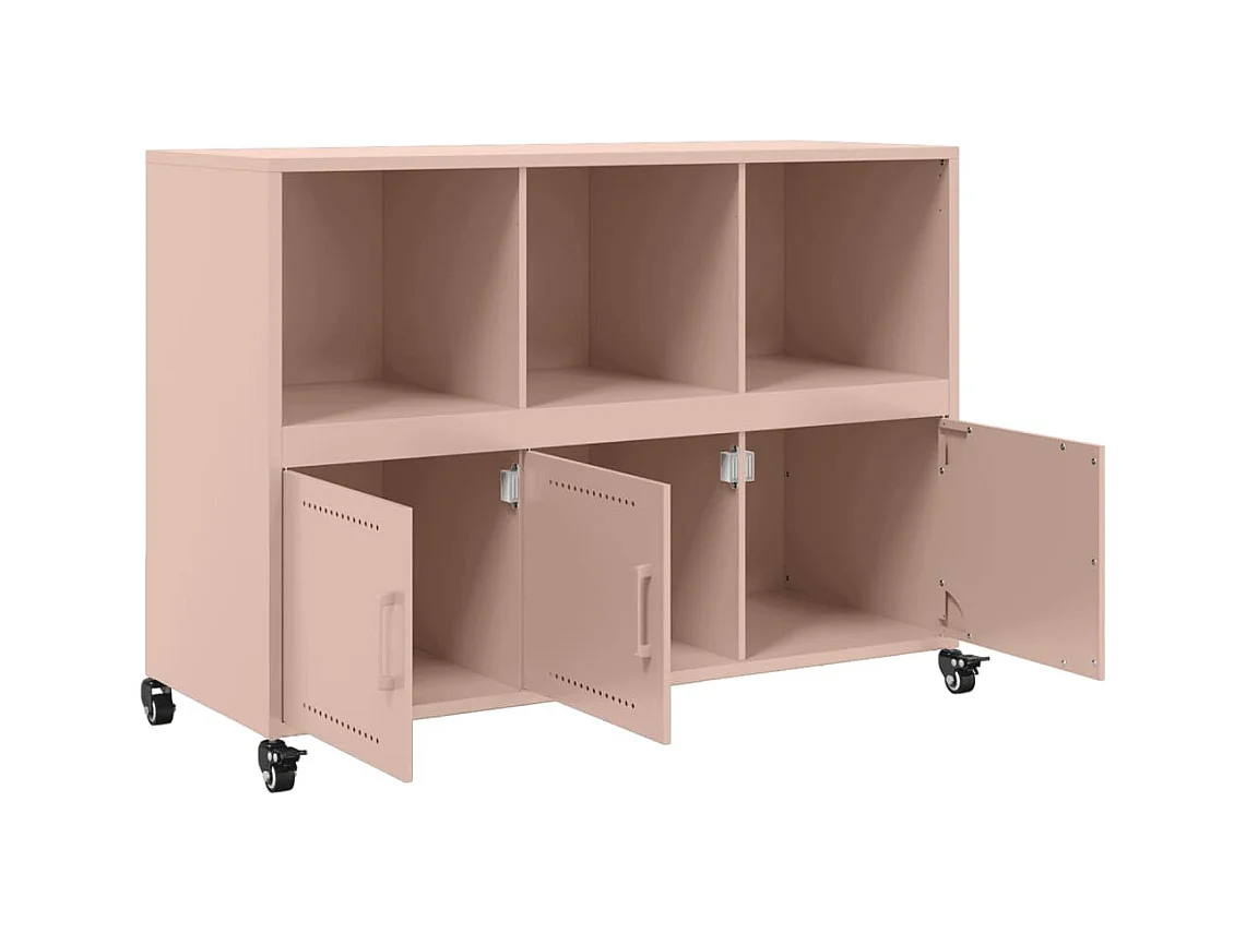Aparador cómoda cómoda armario mueble organizador cocina salón salón 100,5 x 39 x 72 cm acero rosa 02_0036195