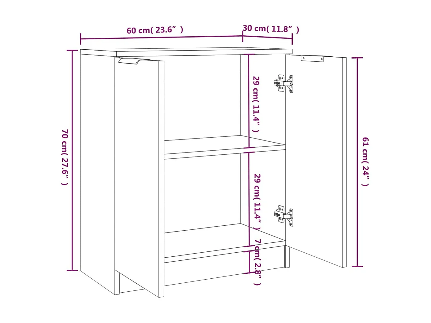 Credenza buffet cassettiera mobile contenitore organizer cucina soggiorno soggiorni set da 2 sonoma 60 x 30 x 70 cm pannelli in derivati ​​grigio 02_0036953