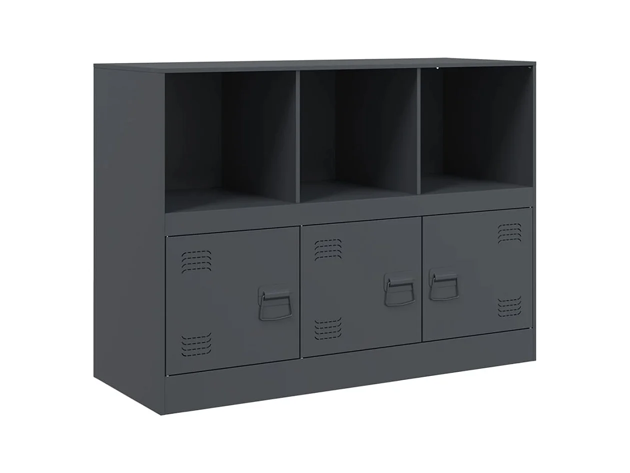 Credenza buffet cassettiera mobile contenitore organizer cucina soggiorno soggiorno 99 x 39 x 73 cm acciaio antracite 02_0029713