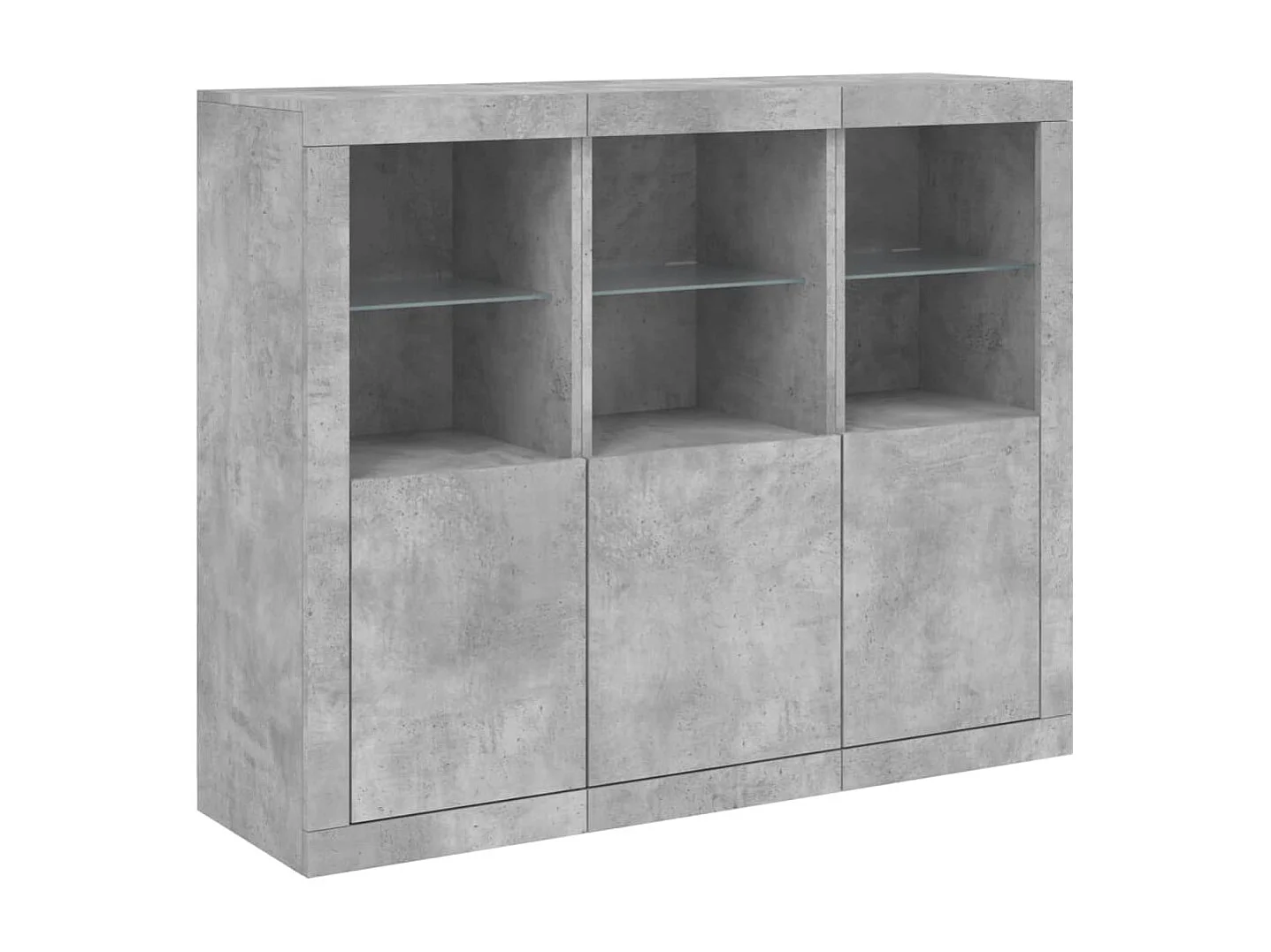 Credenza Credenza Comò Mobile contenitore Organizer Cucina Soggiorno Soggiorno con luci a LED 3 pezzi Legno composito Grigio 02_0037223