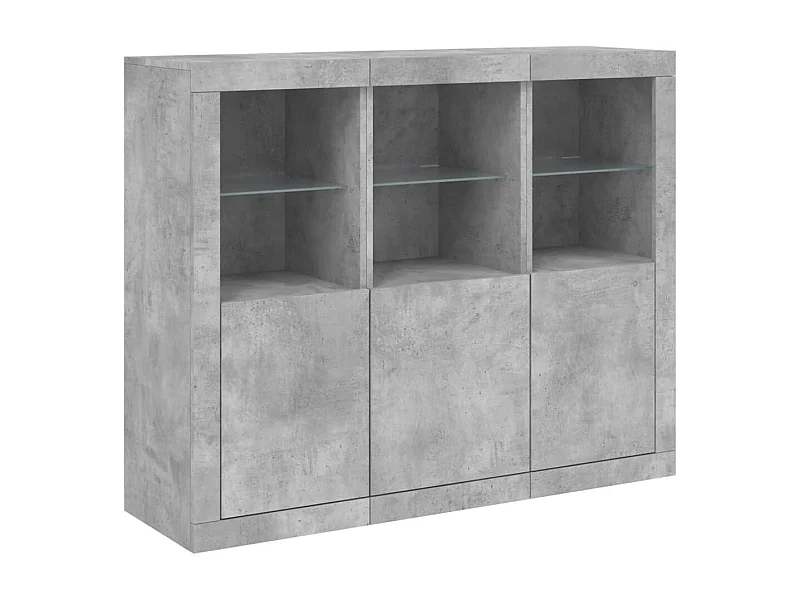 Credenza Credenza Comò Mobile contenitore Organizer Cucina Soggiorno Soggiorno con luci a LED 3 pezzi Legno composito Grigio 02_0037223
