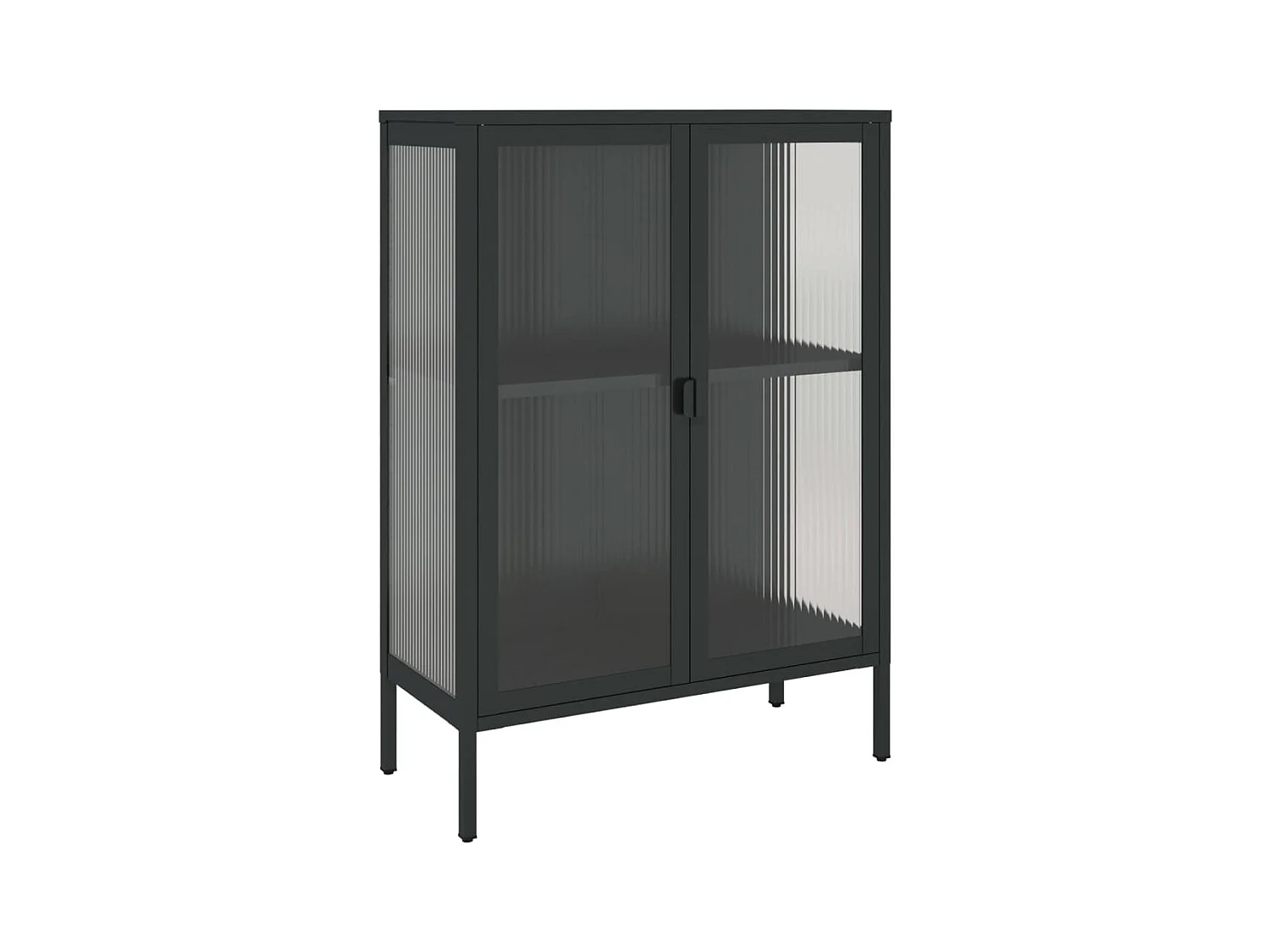 Aparador buffet cômoda armário organizador cozinha sala sala 75 x 35 x 105 cm vidro e aço preto 02_0036121