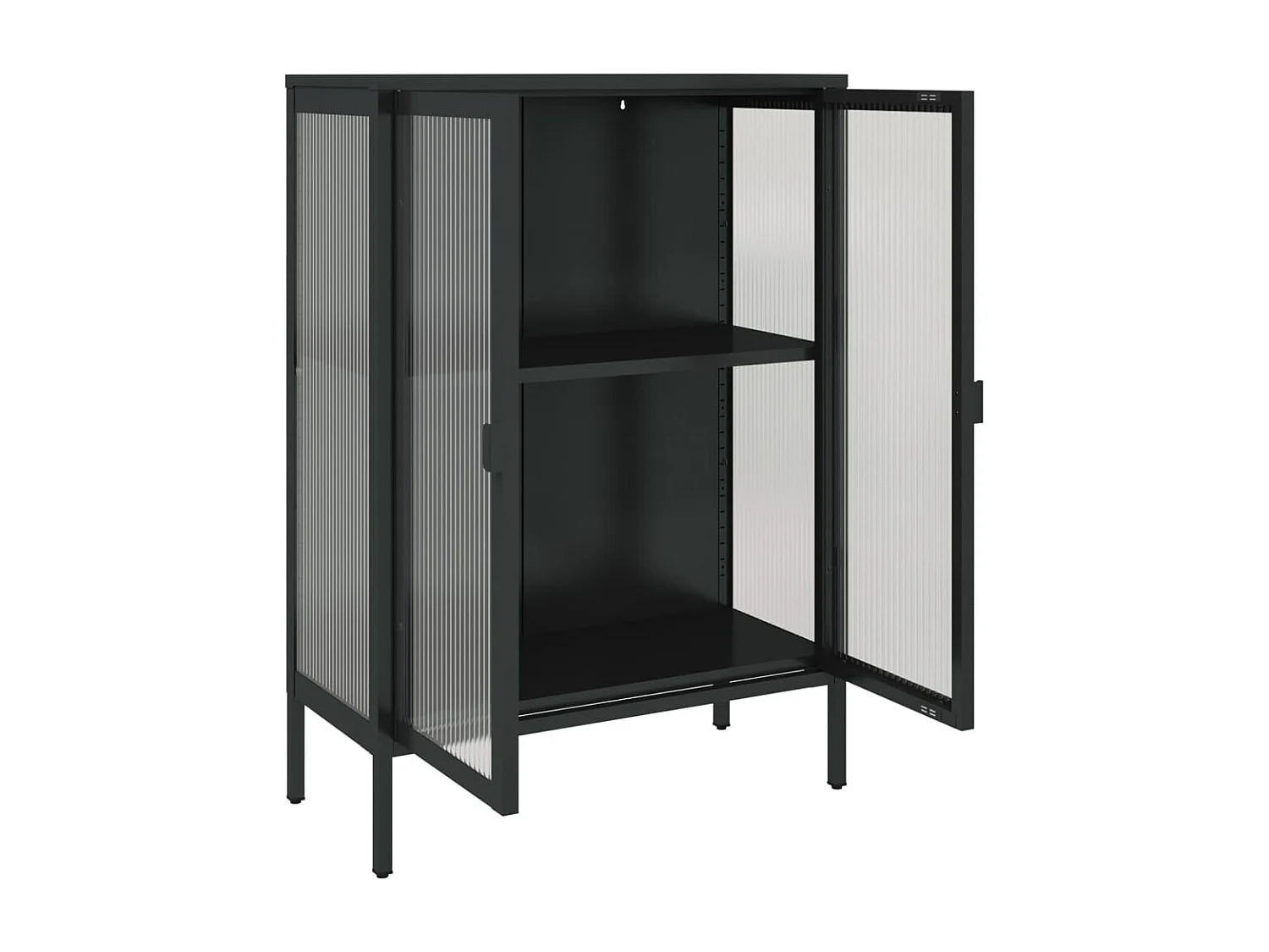 Aparador buffet cómoda armario mueble organizador cocina salón salón 75 x 35 x 105 cm vidrio y acero negro 02_0036121