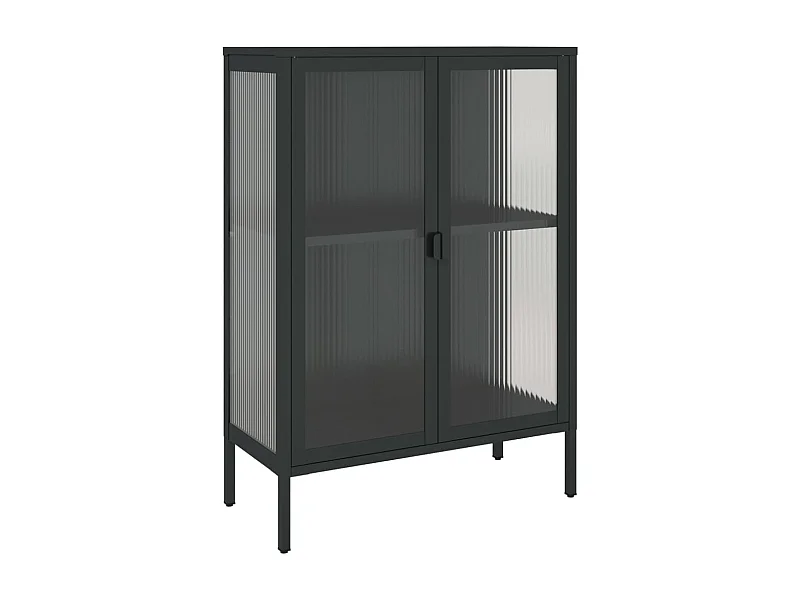 Aparador buffet cómoda armario mueble organizador cocina salón salón 75 x 35 x 105 cm vidrio y acero negro 02_0036121