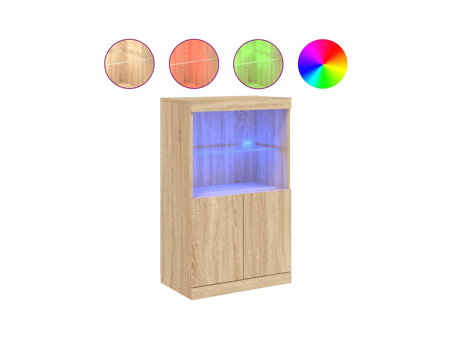 Aparador cómoda mueble almacenaje organizador cocina salón salón con luces LED sonoma 60,5 x 37 x 100 cm marrón 02_0029963