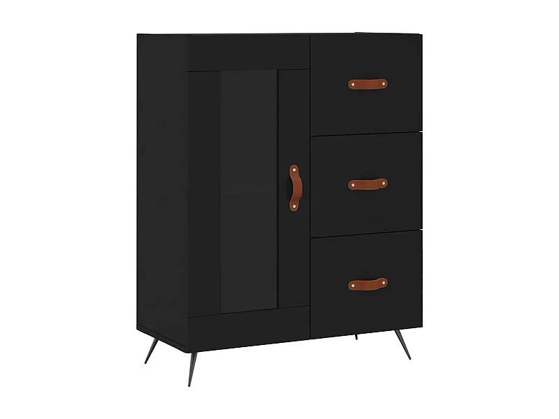 Credenza buffet cassettiera mobile contenitore organizer cucina soggiorno soggiorno 69,5 x 34 x 90 cm multistrato nero 02_0036059