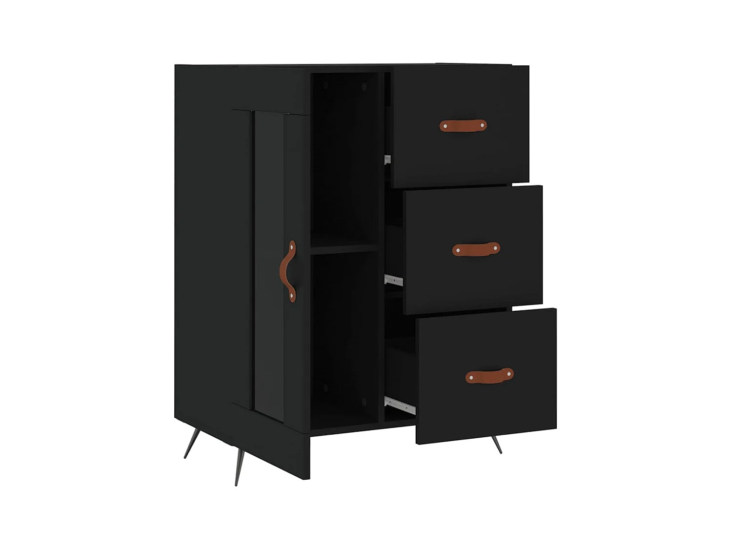 Credenza buffet cassettiera mobile contenitore organizer cucina soggiorno soggiorno 69,5 x 34 x 90 cm multistrato nero 02_0036059