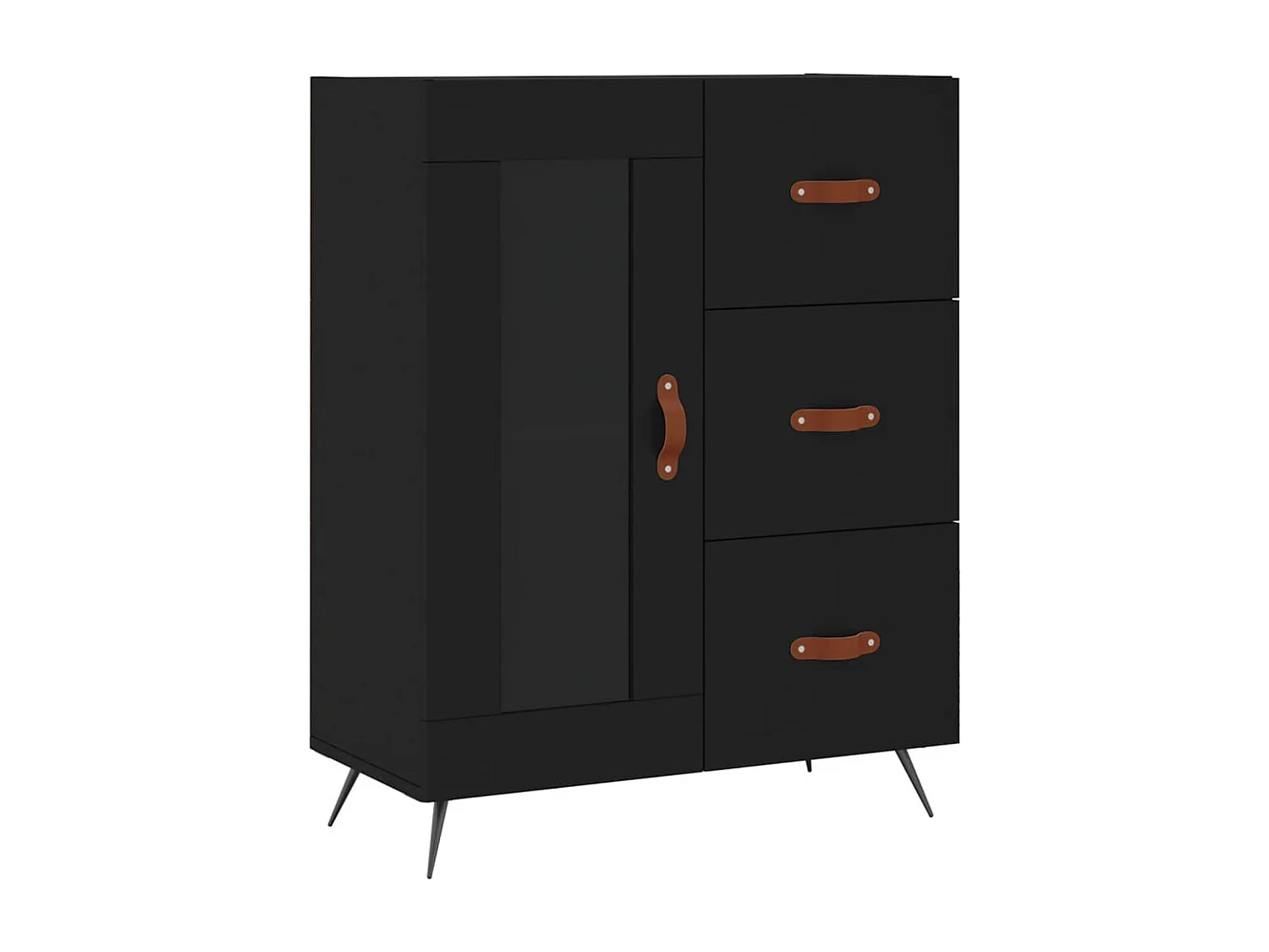 Credenza buffet cassettiera mobile contenitore organizer cucina soggiorno soggiorno 69,5 x 34 x 90 cm multistrato nero 02_0036059