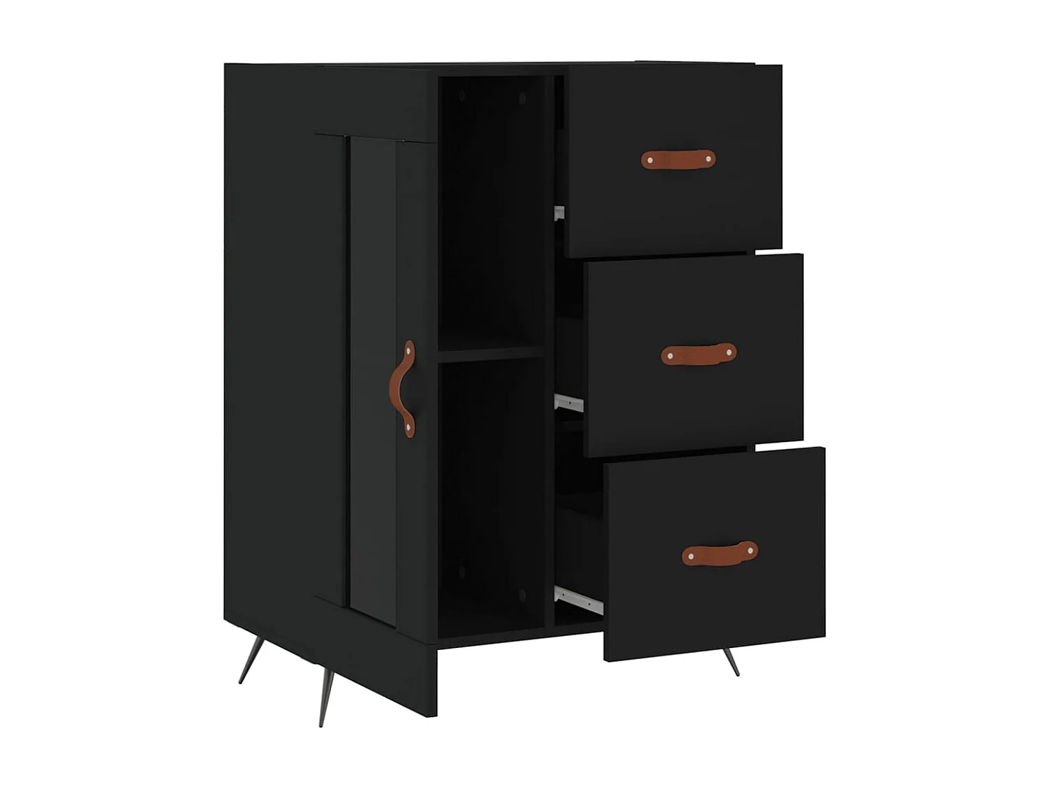 Credenza buffet cassettiera mobile contenitore organizer cucina soggiorno soggiorno 69,5 x 34 x 90 cm multistrato nero 02_0036059