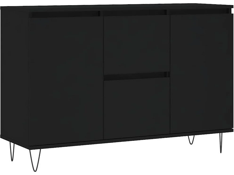 Aparador buffet cómoda armario unidad de almacenamiento organizador cocina salón salón 104 x 35 x 70 cm madera contrachapada negra 02_0035828