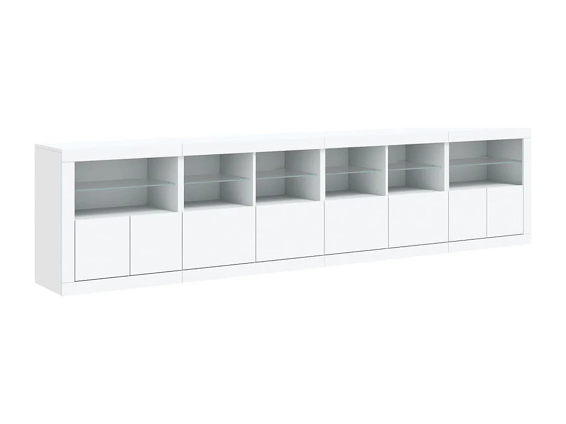 Aparador cômoda armário armário organizador cozinha sala sala com luzes LED 283 x 37 x 67 cm branco 02_0029846