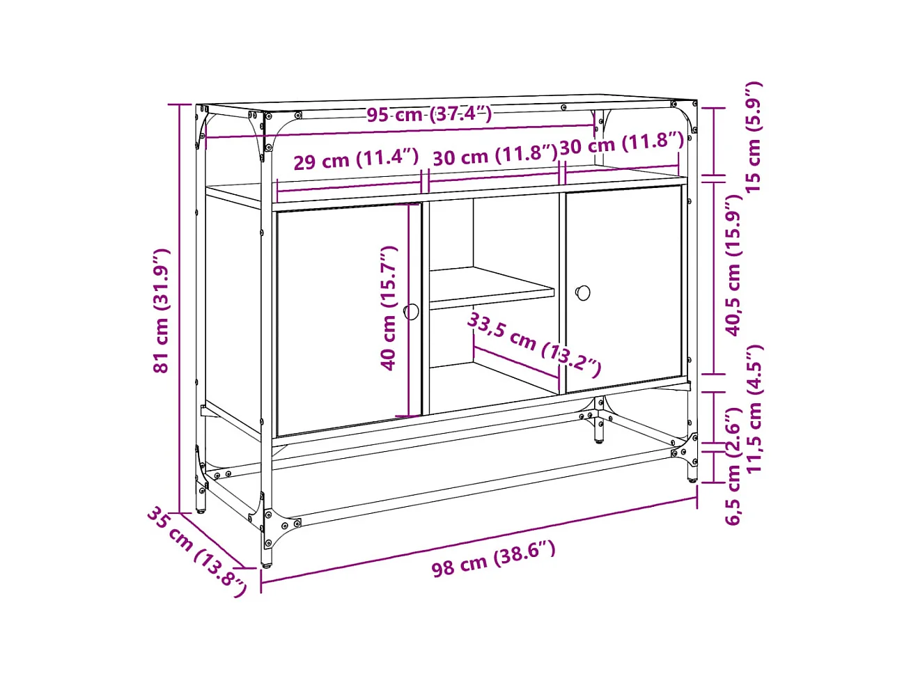 Credenza credenza cassettiera mobile contenitore organizer cucina soggiorno soggiorno con piano in vetro MDF marrone 02_0029765