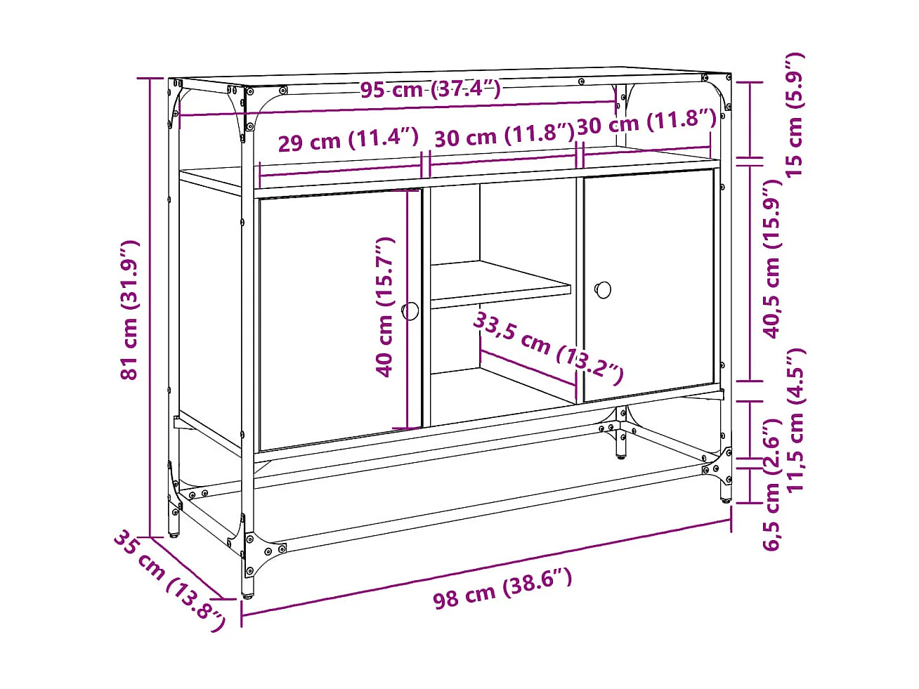 Credenza credenza cassettiera mobile contenitore organizer cucina soggiorno soggiorno con piano in vetro MDF marrone 02_0029765