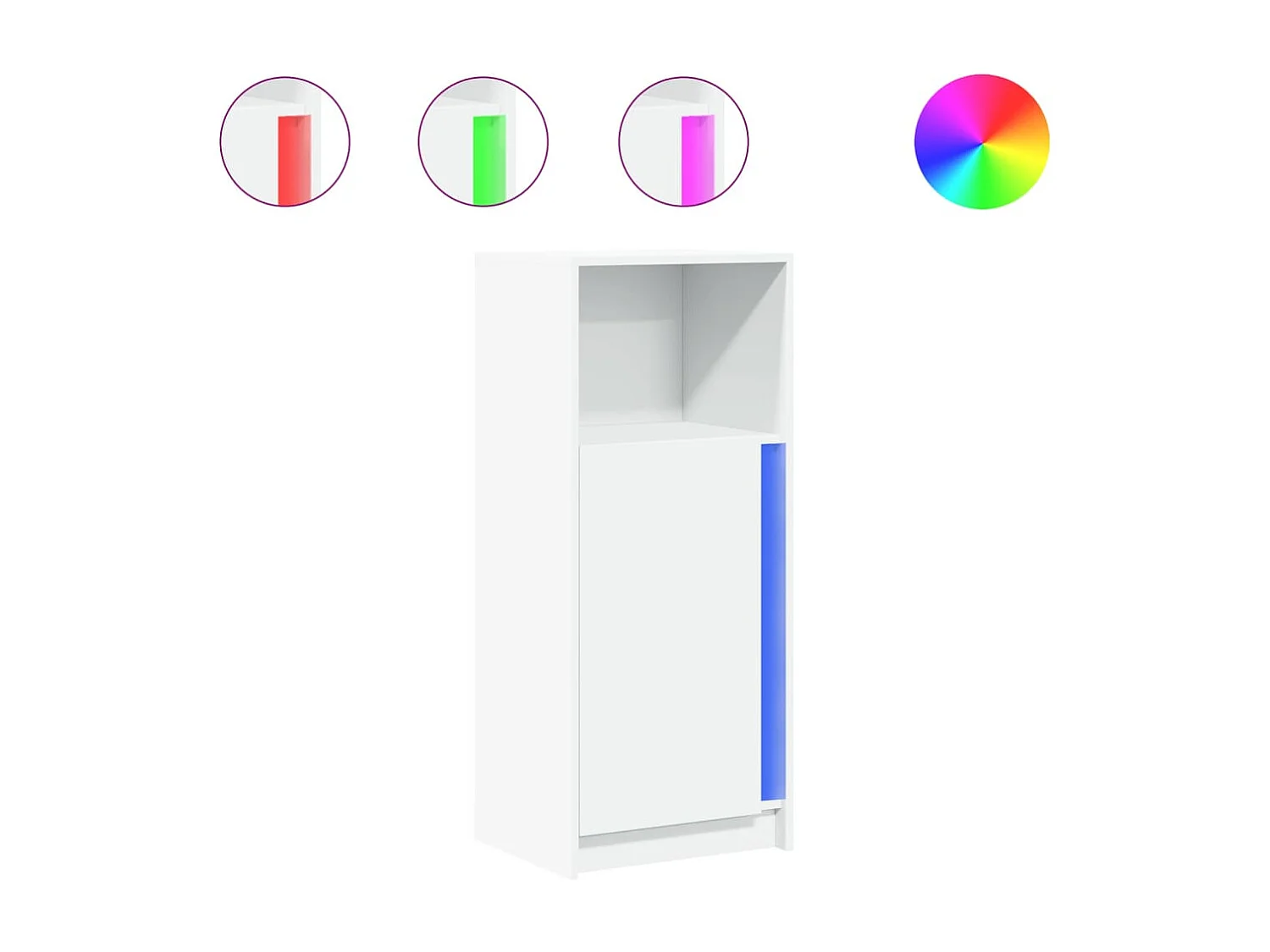 Aparador cómoda cómoda armario mueble organizador cocina salón salón con LED 42,5 x 34 x 100 cm madera contrachapada blanco 02_0029771