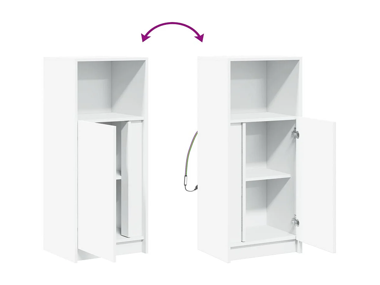 Aparador cómoda cómoda armario mueble organizador cocina salón salón con LED 42,5 x 34 x 100 cm madera contrachapada blanco 02_0029771