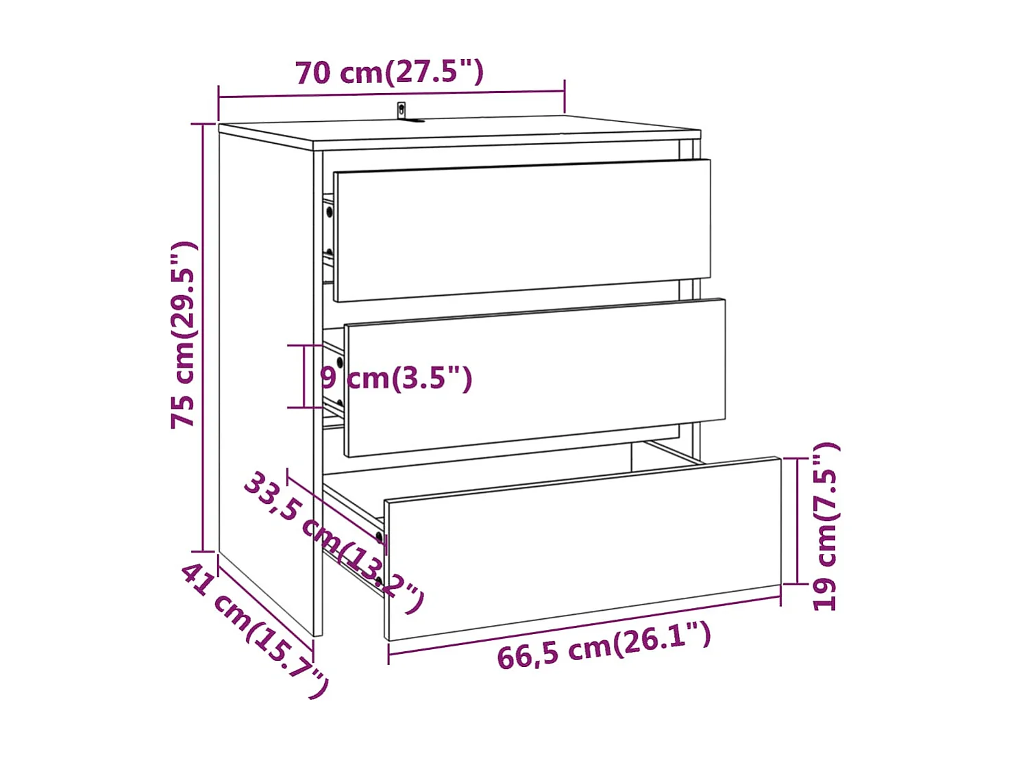 Credenza cassettiera cassettiera mobile contenitore organizer cucina soggiorno soggiorno Sonoma 70 x 41 x 75 cm derivati ​​del legno marrone 02_0031704