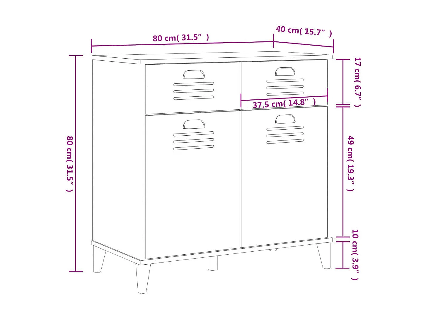 bahut commode armoire bois blanche 80 x 40 x 80 cm 02_0036620