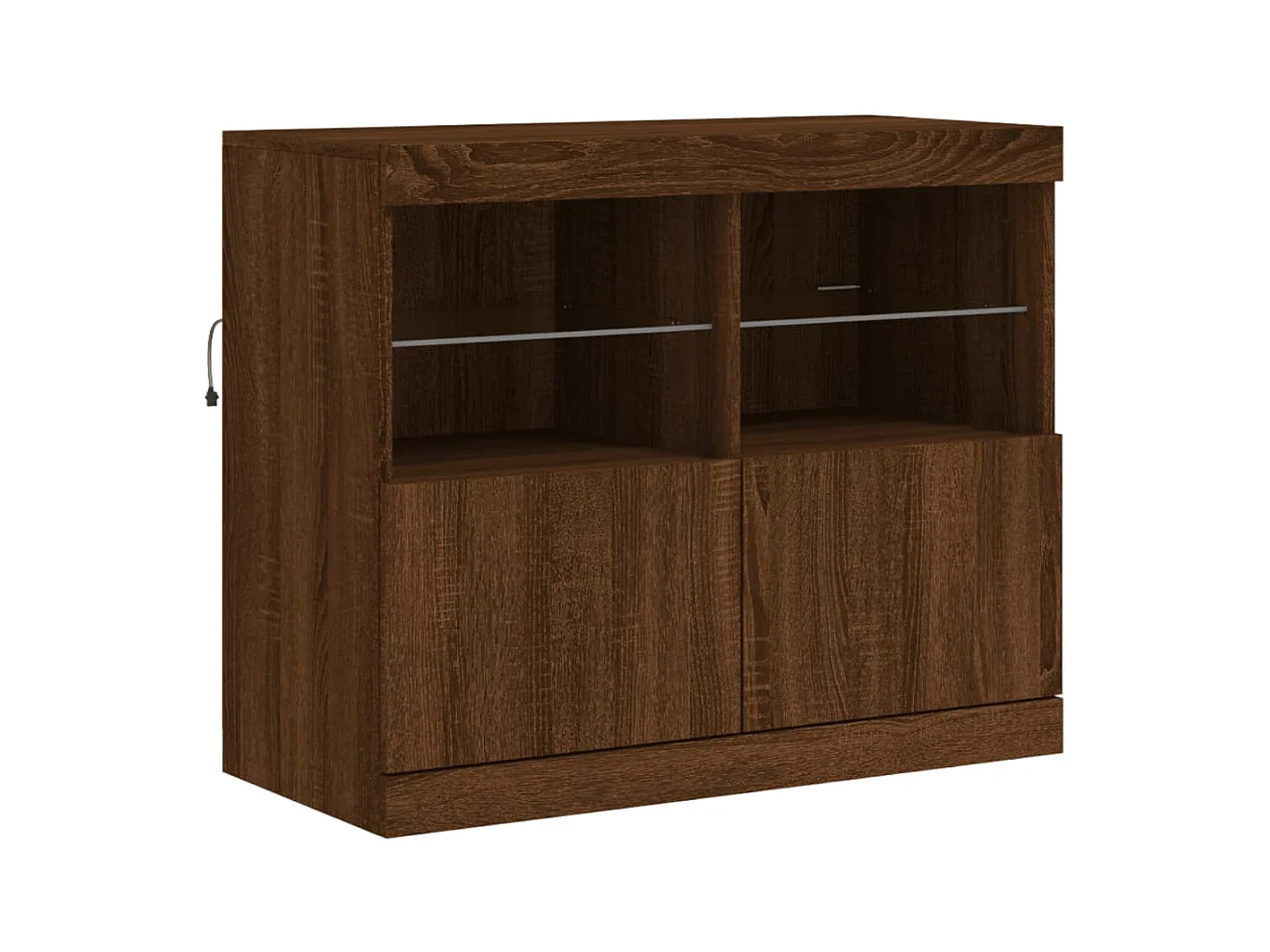 Aparador buffet cómoda armario mueble organizador cocina salón salón con luces LED 81 x 37 x 67 cm marrón 02_0029934