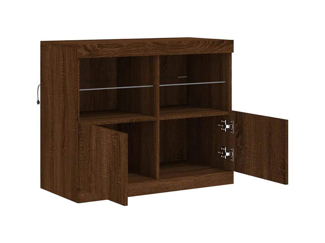 Aparador buffet cómoda armario mueble organizador cocina salón salón con luces LED 81 x 37 x 67 cm marrón 02_0029934