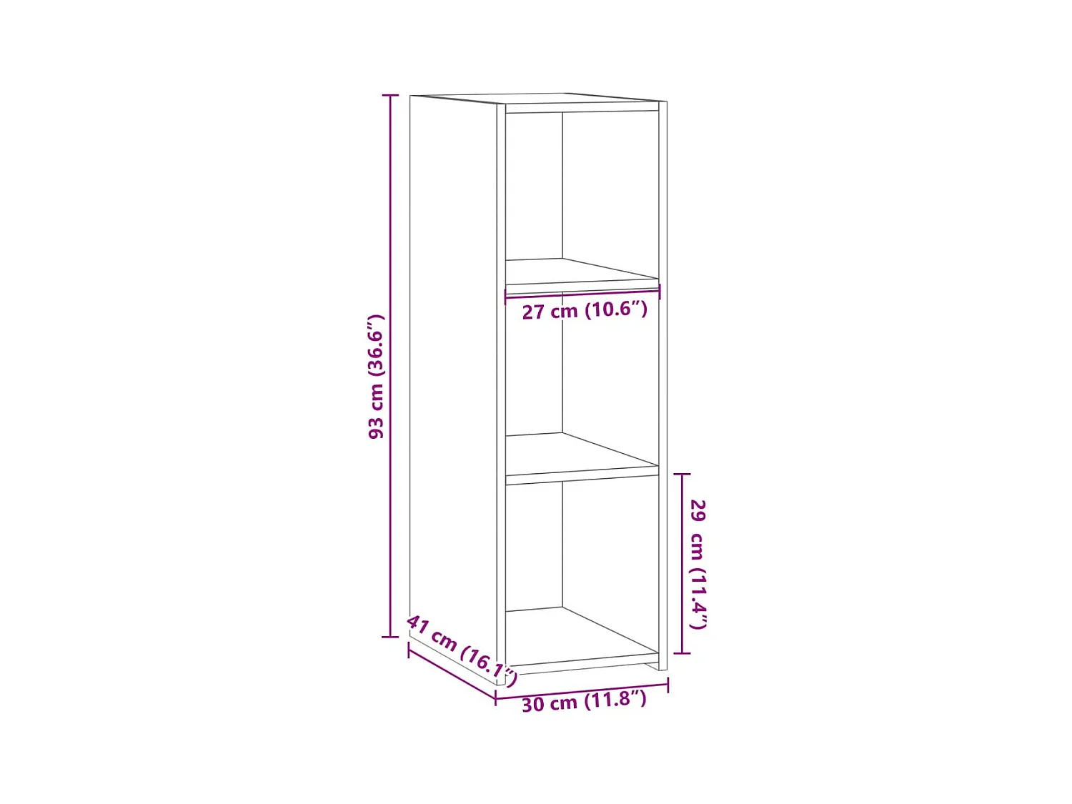 Credenza cassettiera cassettiera mobile contenitore organizer cucina soggiorno soggiorno 30 x 41 x 93 cm derivati ​​del legno bianco 02_0030224
