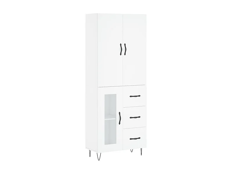 Credenza cassettiera cassettiera mobile contenitore organizer cucina soggiorno soggiorno alto 69,5 x 34 x 180 cm derivati ​​del legno bianco 02_0032575
