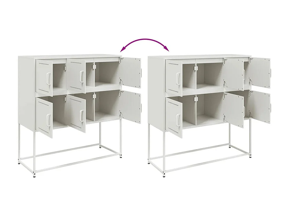 Credenza cassettiera cassettiera mobile contenitore organizer cucina soggiorno soggiorno 100,5 x 39 x 107 cm acciaio bianco 02_0030143