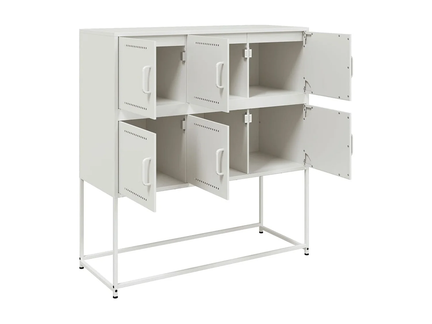 Credenza cassettiera cassettiera mobile contenitore organizer cucina soggiorno soggiorno 100,5 x 39 x 107 cm acciaio bianco 02_0030143