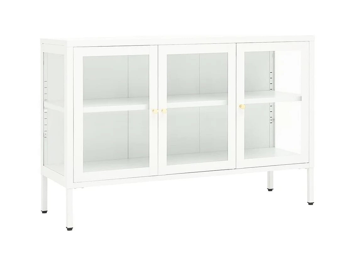 Aparador cómoda cómoda armario mueble organizador cocina salón salón 105 x 35 x 70 cm acero y cristal blanco 02_0030192