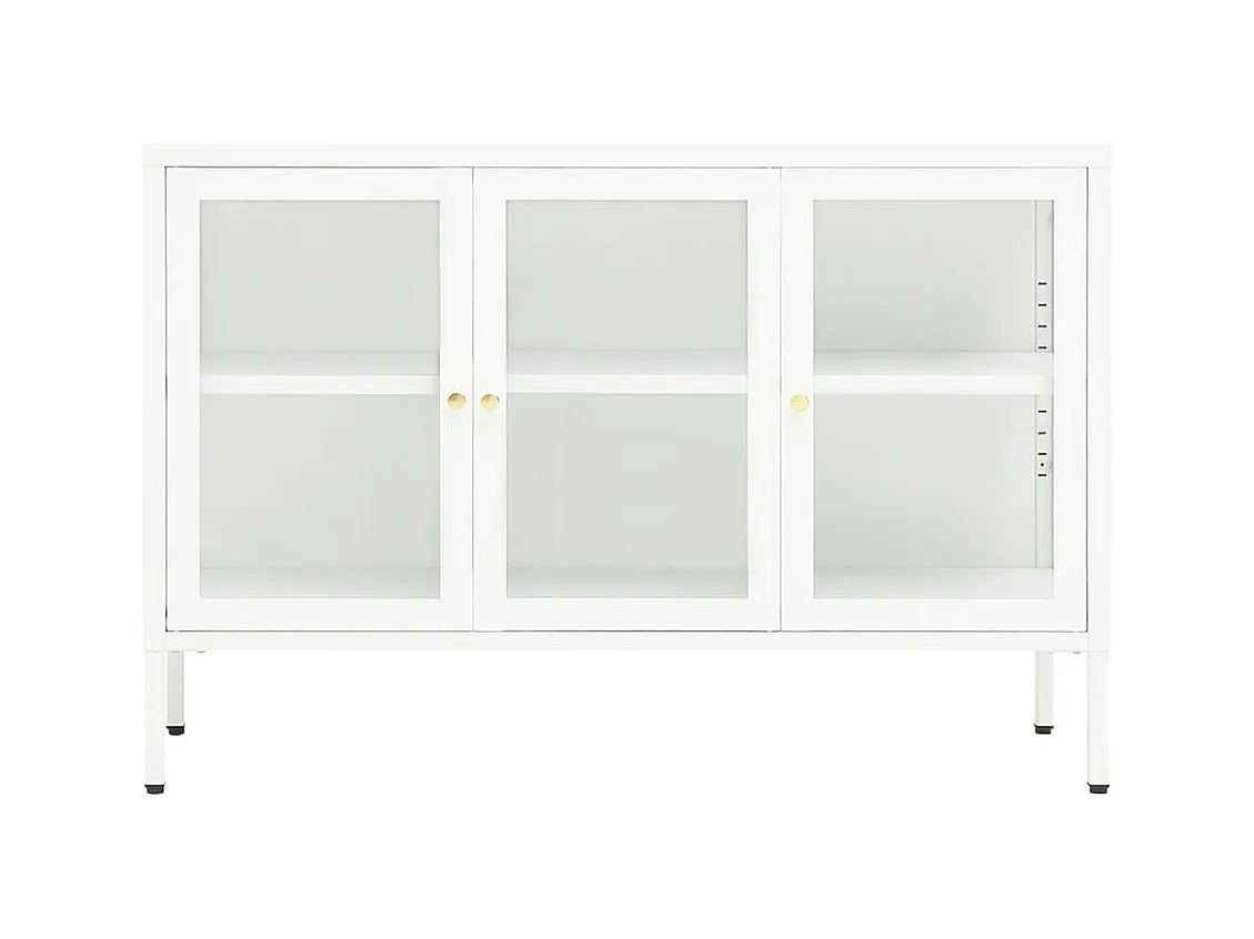 Aparador cómoda cómoda armario mueble organizador cocina salón salón 105 x 35 x 70 cm acero y cristal blanco 02_0030192
