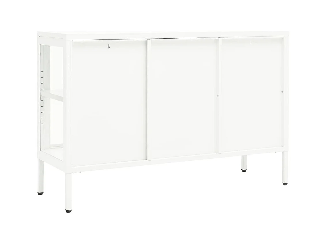 Aparador cómoda cómoda armario mueble organizador cocina salón salón 105 x 35 x 70 cm acero y cristal blanco 02_0030192