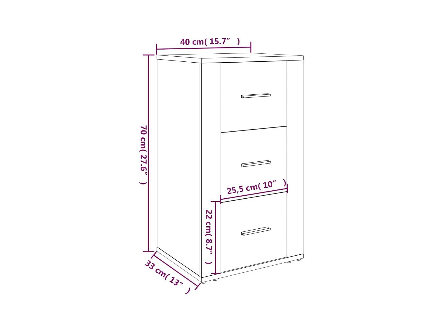Aparador cómoda cómoda armario unidad de almacenamiento organizador cocina salón salonsonoma 40 x 33 x 70 cm madera contrachapada gris 02_0036353