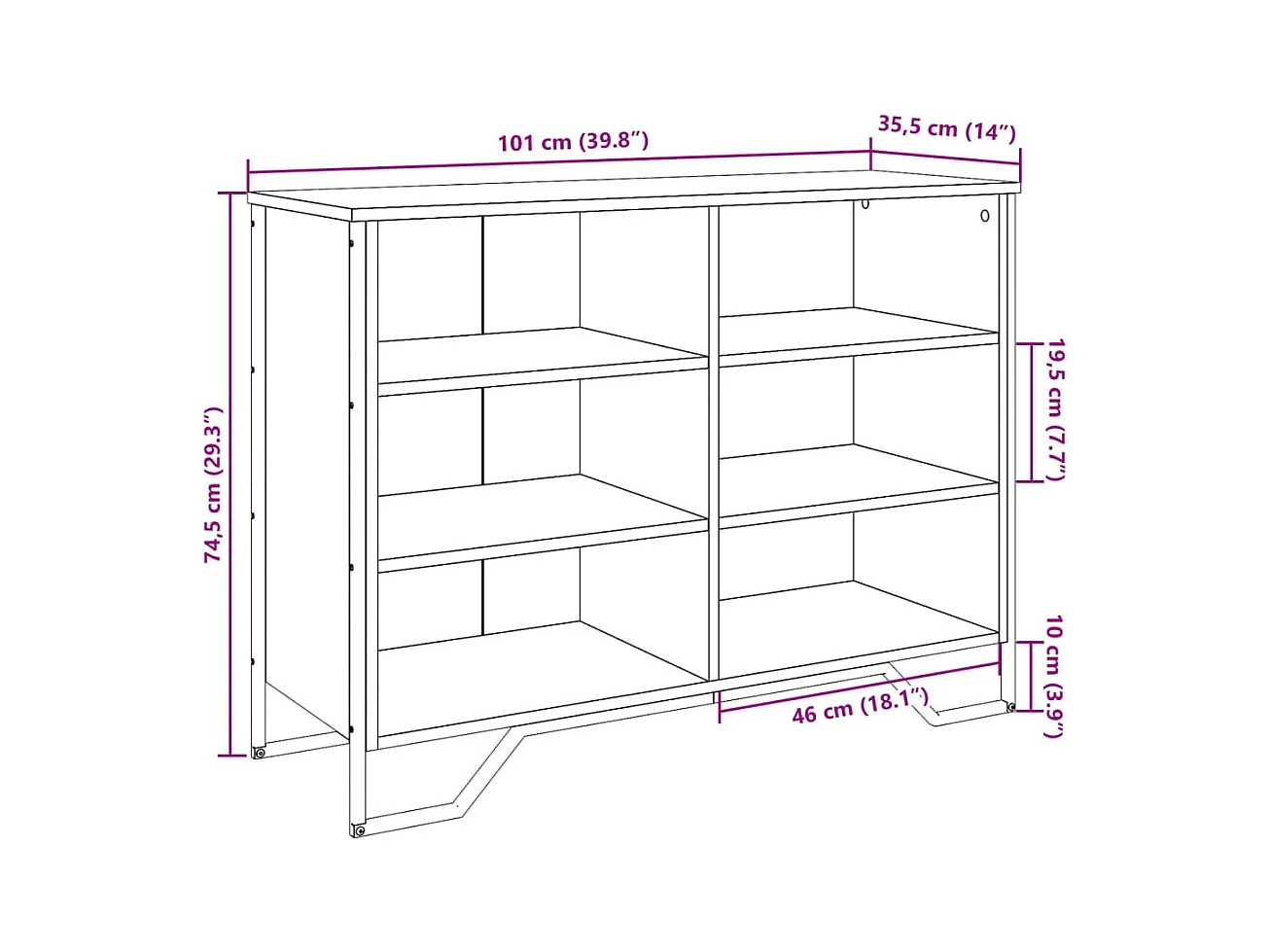 bahut commode armoire bois marron 101 x 35.5 x 74.5 cm 02_0035812