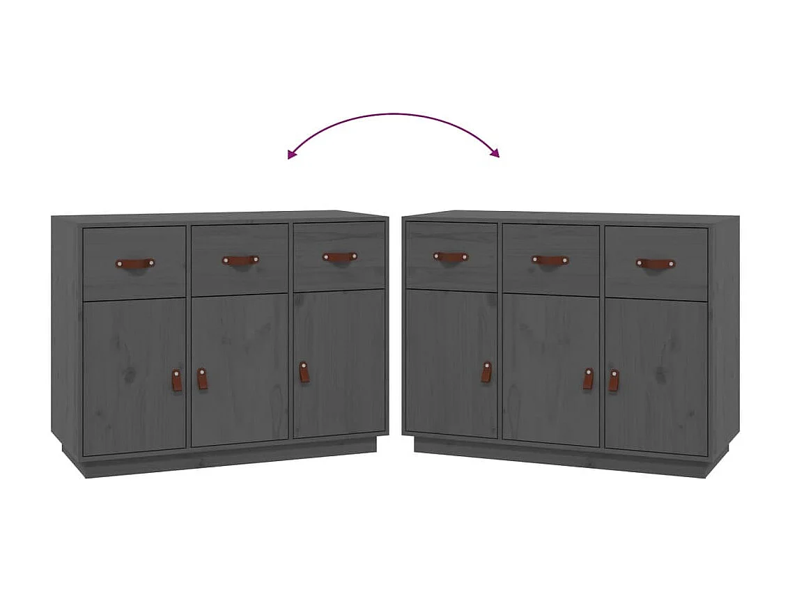 Aparador buffet cômoda armário organizador cozinha sala sala 100 x 40 x 75 cm madeira de pinho cinza maciço 02_0031766