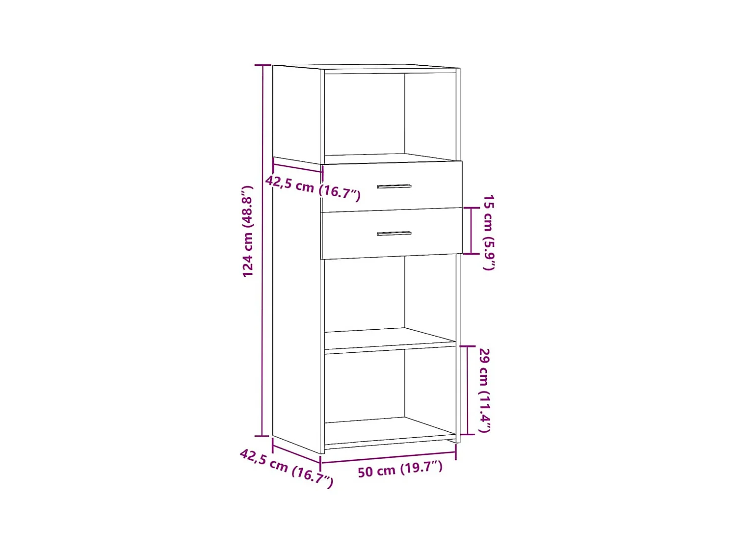 bahut commode armoire bois marron 50 x 42.5 x 124 cm 02_0033366