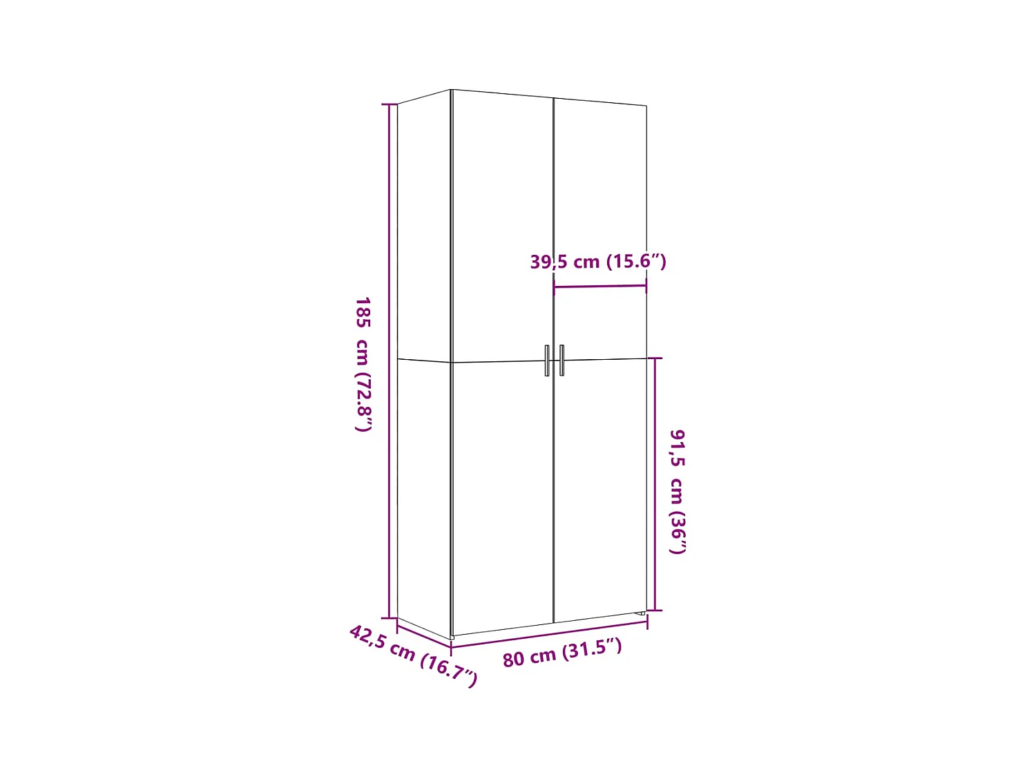 Credenza cassettiera cassettiera mobile contenitore organizer cucina soggiorno soggiorno alto Sonoma 80 x 42,5 x 185 cm derivati ​​del legno marrone 02_0034209